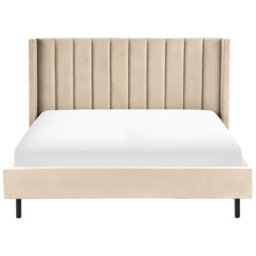 Beliani Bed Velvet Villette 180 X 200 Cm (Eu Super King) Beige - thumbnail 4