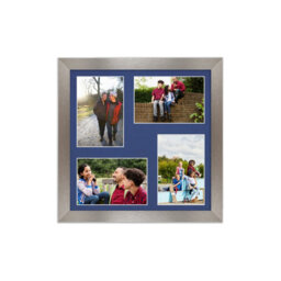 AK Frames 12X12 Aluminum Modern Multi Photo Frame With Blue Mount - Holds 4 Apertures (4X) 6X4 Photos - thumbnail 1