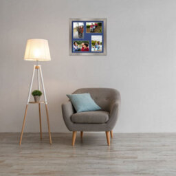 AK Frames 12X12 Aluminum Modern Multi Photo Frame With Blue Mount - Holds 4 Apertures (4X) 6X4 Photos - thumbnail 3