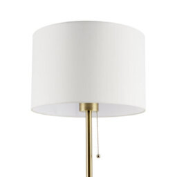 Happy Homewares Classic Antique Brass Floor Lamp With Pull Switch And Cotton Shade - thumbnail 6