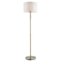 Happy Homewares Classic Antique Brass Floor Lamp With Pull Switch And Cotton Shade - thumbnail 2