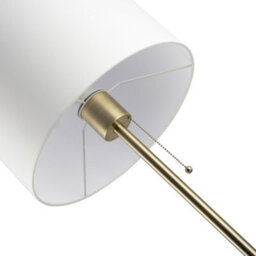 Happy Homewares Classic Antique Brass Floor Lamp With Pull Switch And Cotton Shade - thumbnail 5