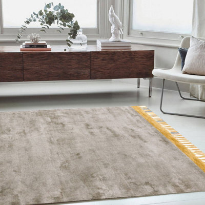 Silver/mustard,kilim Luxurious Modern Plain Handmade Rug For Bedroom & Living Room-160Cm X 230Cm - image 1