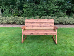 Charles Taylor Trading Charles Taylor Wooden Garden 3 Seater Rocker Bench Rocking Chair & Grey Cushion - thumbnail 2