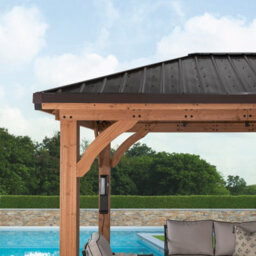 Backyard Discovery Barrington Cedar Wood Outdoor Patio Gazebo With Powerport 3.7M X 3.1M (12Ft X 10Ft) - thumbnail 4