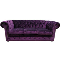 Chesterfield Handmade 3 Seater Sofa Settee Modena Aubergine Purple Velvet Fabric In Classic Style - thumbnail 1