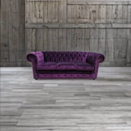 Chesterfield Handmade 3 Seater Sofa Settee Modena Aubergine Purple Velvet Fabric In Classic Style - thumbnail 5