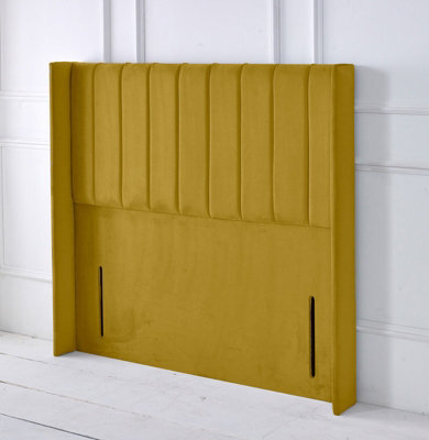 "Adore Designs Portland Winged Plush Velvet 6Ft Super King 50"" Floor Standing Headboard - Turmeric"