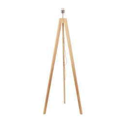 Valuelights Jackson Natural Wood Tripod Floor Lamp With White Fabric Lamp Shade And Led Bulb - thumbnail 2