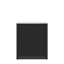 Royal Bathrooms Avenza 700mm Matt Obsidian Black Floor Standing Vanity Unit 2 Drawer Carrara White Undrilled Worktop& No Basin - thumbnail 7