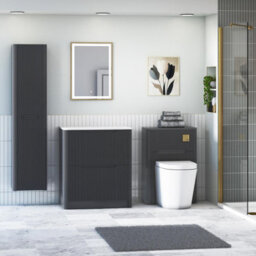 Royal Bathrooms Avenza 700mm Matt Obsidian Black Floor Standing Vanity Unit 2 Drawer Carrara White Undrilled Worktop& No Basin - thumbnail 5