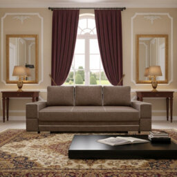 Samanta A Upholstered Sofa Bed 251Cm With Storage Compartment  Modern Fabric Sofa For Living Room Brown
