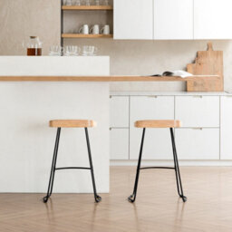 MH London Lara Set Of Two Saddle Seat Kitchen & Breakfast Counter Bar Stools - Natural - thumbnail 2