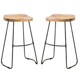 MH London Lara Set Of Two Saddle Seat Kitchen & Breakfast Counter Bar Stools - Natural - thumbnail 4