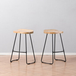 MH London Lara Set Of Two Saddle Seat Kitchen & Breakfast Counter Bar Stools - Natural - thumbnail 3