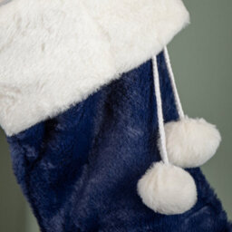 Samuel Alexander 55Cm Blue Soft Plush Hanging Christmas Stocking With Faux Fur Trim And Pom Poms - thumbnail 7
