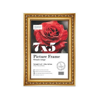 7X5 Gold Ornate Picture Frame (12.7 X 17.8Cm) Poster, Photo, Artwork, Gallery Wall Or Print - image 1