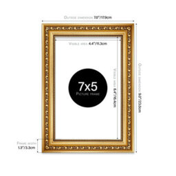 7X5 Gold Ornate Picture Frame (12.7 X 17.8Cm) Poster, Photo, Artwork, Gallery Wall Or Print - thumbnail 2