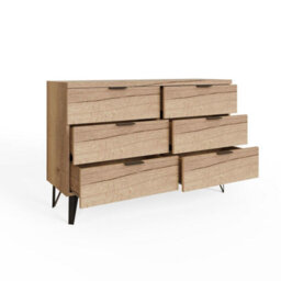 Fwstyle 6 Drawer Chest Of Drawers Cracked Oak Fast Click Assembly - thumbnail 3