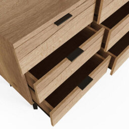 Fwstyle 6 Drawer Chest Of Drawers Cracked Oak Fast Click Assembly - thumbnail 4
