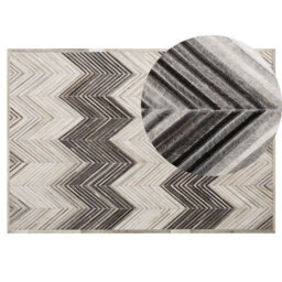 Beliani Rug Aytepe Grey 140 X 200 Cm Leather