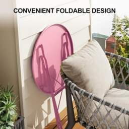Foldable Garden Bistro Set, Garden Round Table Set, Pink, Chair Size (D)45Cm (W)42Cm (H)83Cm - thumbnail 3