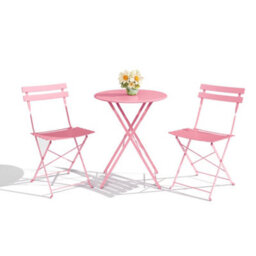 Foldable Garden Bistro Set, Garden Round Table Set, Pink, Chair Size (D)45Cm (W)42Cm (H)83Cm - thumbnail 6