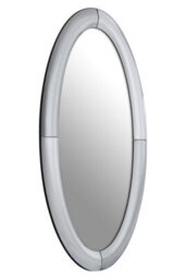 Orsina Art Deco Style Oval Wall Mirror, Silver Framed Statement Mirror For Hallway Or Living Room, Thick Frame - thumbnail 2