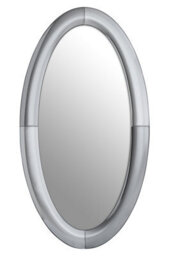 Orsina Art Deco Style Oval Wall Mirror, Silver Framed Statement Mirror For Hallway Or Living Room, Thick Frame