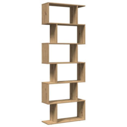 Walplus Room Divider Bookcase 6-Tier Artisan Oak 70X24X193 Cm Engineered Wood - thumbnail 2