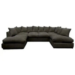 Jumbo Cord U Shape Black Scatterback Sofa