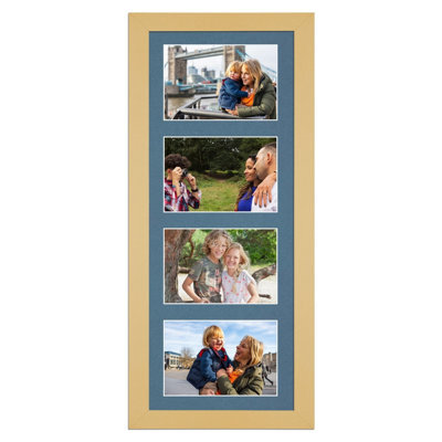 AK Frames 50X20Cm Mustard Yellow Modern Multi Photo Frame With Pompadour Mount - Holds 4 Apertures (4X) 6X4 Photos - image 1