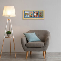 AK Frames 50X20Cm Mustard Yellow Modern Multi Photo Frame With Pompadour Mount - Holds 4 Apertures (4X) 6X4 Photos - thumbnail 3