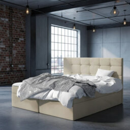 Luanda 160 And 200 Functional Bedroom Bed With Bonell Springs And Integrated Storage Beige Bortaberg - thumbnail 2