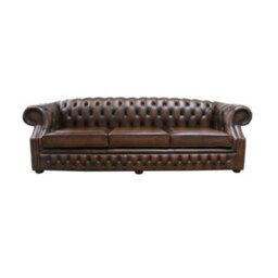 Chesterfield 4 Seater Antique Tan Real Leather Sofa In Buckingham Style - thumbnail 3