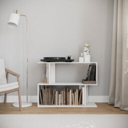 Urbn-Living Urbnliving 80Cm Width White 2-Tier Bookcase Irregular Storage Shelf Wooden Shelving Display Organiser Unit - thumbnail 2