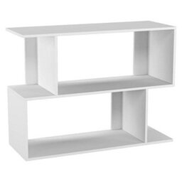 Urbn-Living Urbnliving 80Cm Width White 2-Tier Bookcase Irregular Storage Shelf Wooden Shelving Display Organiser Unit - thumbnail 3