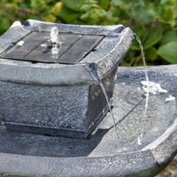 Oriental Pagoda Solar Powered Water Feature - Slate-Effect Polyresin 2 Tier Cascading Water Fountain - H72 X 47Cm Diameter - thumbnail 4