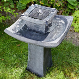 Oriental Pagoda Solar Powered Water Feature - Slate-Effect Polyresin 2 Tier Cascading Water Fountain - H72 X 47Cm Diameter - thumbnail 3