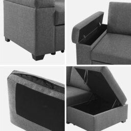 Sweeek - 3-Seater Corner Sofa Bed With Footstool Carl Charcoal Grey 223X83X89 Cm - thumbnail 9