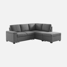 Sweeek - 3-Seater Corner Sofa Bed With Footstool Carl Charcoal Grey 223X83X89 Cm - thumbnail 3