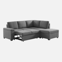 Sweeek - 3-Seater Corner Sofa Bed With Footstool Carl Charcoal Grey 223X83X89 Cm - thumbnail 6