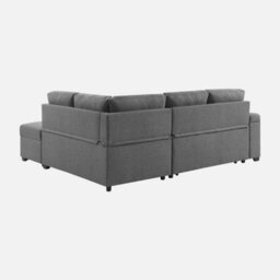 Sweeek - 3-Seater Corner Sofa Bed With Footstool Carl Charcoal Grey 223X83X89 Cm - thumbnail 4