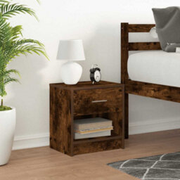 Berkfield Bedside Cabinet With Drawer Smoked Oak 39X28X41 Cm - thumbnail 3