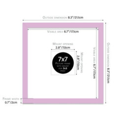 "7X7"" Lilac Picture Frame - 7X7"" Square Frame With 3X3"" Mount For 7X7""/3X3"" Pictures Moderrn Style Thin Edge, 1 Pack" - thumbnail 2