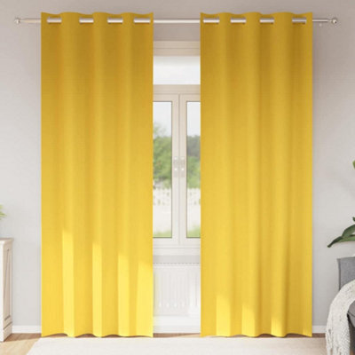 Berkfield Curtains 2 Pcs Mustard Yellow 260 X 140 Cm Polyester - image 1