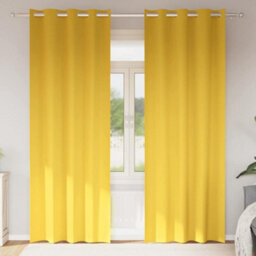 Berkfield Curtains 2 Pcs Mustard Yellow 260 X 140 Cm Polyester - thumbnail 1