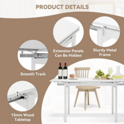 100-150Cm Extendable Dining Table Large Wooden Space Saving Compact Kitchen Desk - thumbnail 6