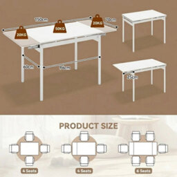 100-150Cm Extendable Dining Table Large Wooden Space Saving Compact Kitchen Desk - thumbnail 2