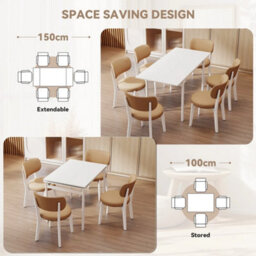 100-150Cm Extendable Dining Table Large Wooden Space Saving Compact Kitchen Desk - thumbnail 3